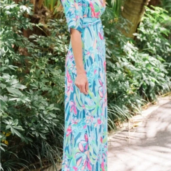 Lilly Pulitzer PARIGI MAXI DRESS POP UP JUNGLE HOPPIN - Picture 6 of 11